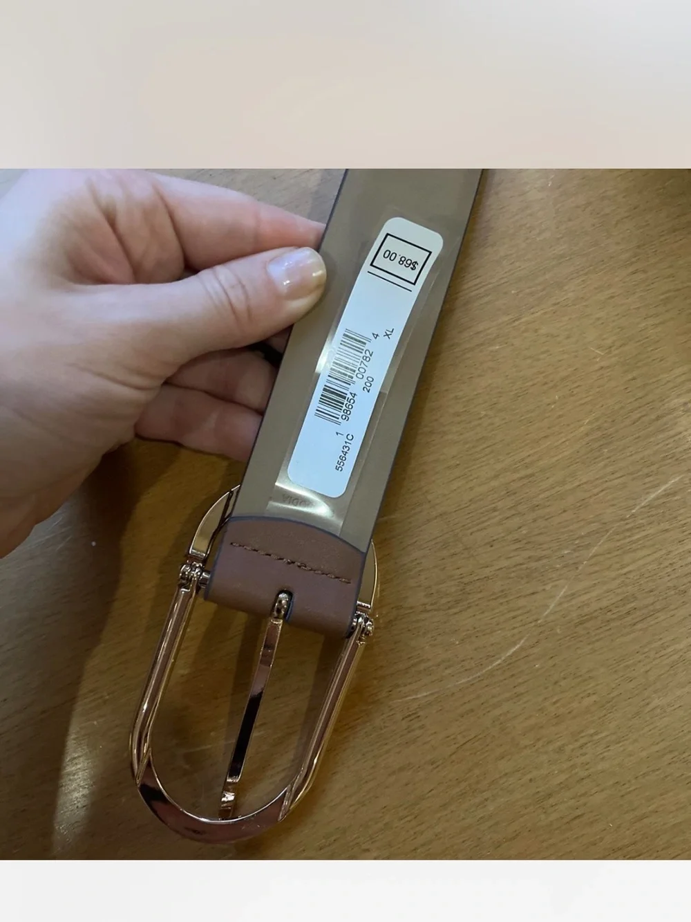 Michael Kors Brown Leather Belt with Gold Oval Buckle